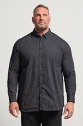 D555 Big & Tall Navy Blue & Gold Geometric Print Shirt | BadRhino 1