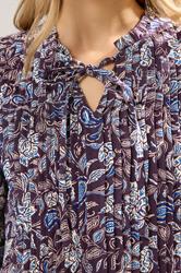 LTS Tall Purple Floral Tie Neck Pintuck Blouse | Long Tall Sally 4