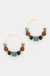 Gold Tone Beaded Hoop Earrings | Yours Clothing 3