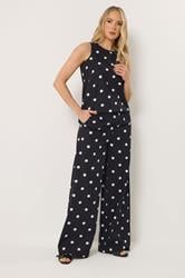 LTS Tall Women's  Black Polka Dot Wide Leg Trousers | Long Tall Sally 3