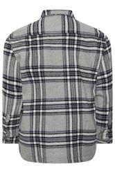 KAM Big & Tall Silver Brushed Cotton Checked Overshirt | BadRhino 4
