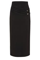 LTS Tall Black Buckle Drape Maxi Skirt | Long Tall Sally 1