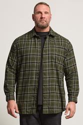 JACK & JONES Big & Tall Green Flannel Checked Shirt | BadRhino 1