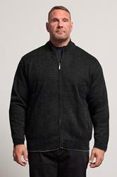D555 Big & Tall Black Chenille Zip Through Knit Jumper | BadRhino 4
