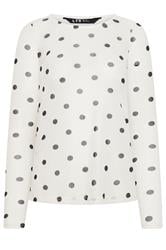 LTS Tall White Polka Dot Mesh Top
