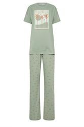 LTS Tall Women's Light Green 'Palm Beach' Slogan Pyjama Set | Long Tall Sally 5