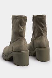 Mocha Brown Faux Suede Stretch Sock Boots In Extra Wide EEE Fit | Yours Clothing 4
