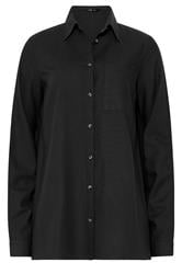 LTS Tall Black Linen Long Sleeve Shirt