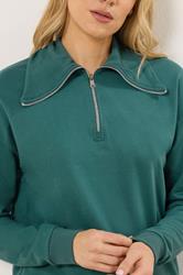 LTS Tall Women's Teal Green Quarter Zip Sweatshirt | Long Tall Sally 4