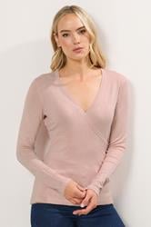 LTS Tall Light Pink Knit Wrap Top | Long Tall Sally 1