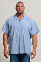 JACK & JONES Big & Tall Blue Poplin Striped Resort Shirt | BadRhino 1