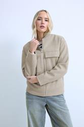 LTS Tall Natural Brown Brushed Pocket Bomber Jacket | Long Tall Sally 1