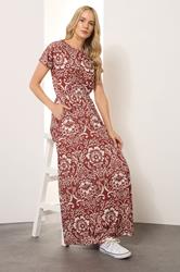 LTS Tall Red Floral Paisley Shirred Waist Maxi Dress | Long Tall Sally 2