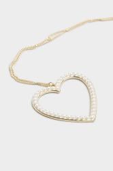 Plus Size Gold Tone Pearl Heart Pendant Necklace | Yours Clothing 3