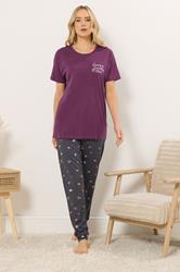 LTS Tall Woman's Burgundy Red 'Sunday Club' Slogan Pyjama Set | Long Tall Sally 2