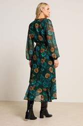 LTS Tall Dark Green Floral Chiffon Dobby Dress | Long Tall Sally 3