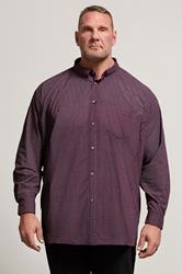 KAM Big & Tall Navy Blue Long Sleeve Gingham Shirt | BadRhino 1