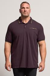 D555 Big & Tall Burgundy Red Jacquard Pique Polo Shirt | BadRhino 1