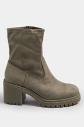 Mocha Brown Faux Suede Stretch Sock Boots In Extra Wide EEE Fit | Yours Clothing 3