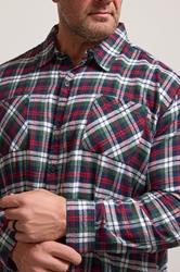 BadRhino Big & Tall Red Check Print Long Sleeve Flannel Shirt | BadRhino 4