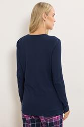 LTS Tall Navy Blue Cotton Waffle Pyjama Top | Long Tall Sally 3