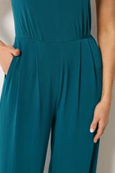 LTS Tall Women's Teal Blue Cowl Neck Wide Leg Jumpsuit | Long Tall Sally 4