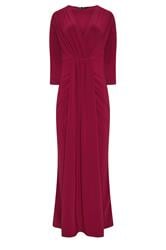 LTS Tall Berry Red Drape Wrap Maxi Dress