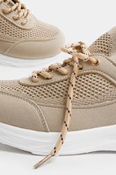 Natural Brown Knitted Trainers In Extra Wide EEE Fit | Yours Clothing 5