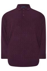 BadRhino Big & Tall Plum Purple Cable Knit Polo Shirt | BadRhino 1
