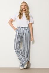 LTS Tall Navy Blue & White Striped Wide Leg Trousers | Long Tall Sally 1