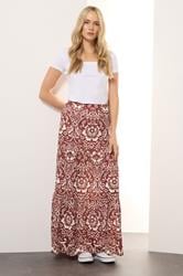 LTS Tall Red Floral Print Tiered Maxi Skirt | Long Tall Sally 1