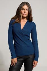 LTS Tall Navy Blue Knitted Wrap Jumper | Long Tall Sally 1