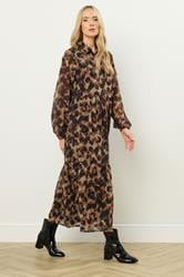 LTS Tall Brown Marble Sheer Tiered Dress | Long Tall Sally 3