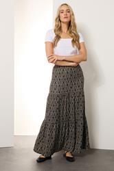 LTS Tall Black Geometric Tiered Maxi Skirt | Long Tall Sally 2