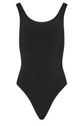 LTS Tall Black Scoop Neck Textured Swimsuit
