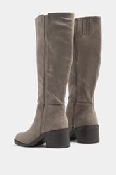 Taupe Brown Faux Suede Knee High Boots In Extra Wide EEE Fit | Yours Clothing 4