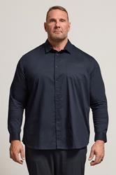 BadRhino Big & Tall Navy Blue Stretch Long Sleeve Shirt | BadRhino 1