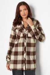 Buy Long Shirt for Women - Brown-Black Checks High Low