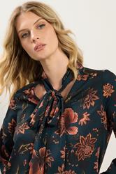 LTS Tall Teal Blue Floral Tie Neck Blouse | Long Tall Sally 6