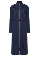 LTS Tall Women's Dark Blue Zip Through Denim Midi Dress | Long Tall Sally 1