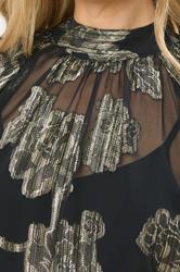 LTS Tall Black Floral Jacquard High Neck Blouse | Long Tall Sally 4