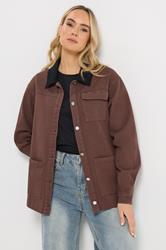 LTS Tall Women's Chocolate Brown Twill Barn Jacket | Long Tall Sally 1