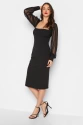 LTS Tall Black Mesh Long Sleeve Midi Dress | Long Tall Sally 2
