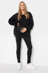 LTS Tall Womens Maternity Black Ribbed Ruched T-Shirt | Long Tall Sally 2