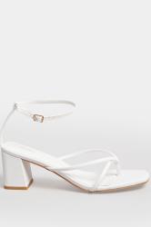 LIMITED COLLECTION White Mid Toe Post Heeled Sandals In Extra Wide EEE Fit | Yours Clothing 3