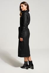 LTS Tall Black Coated Midi Shirt Dress | Long Tall Sally 3