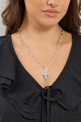 Silver Tone Polished Heart Charm Necklace | Yours Clothing 1