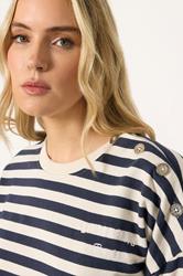 LTS Tall Navy Blue Stripe Embroidered 'Le Marais' Slogan Sweatshirt | Long Tall Sally  4