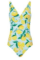 LTS Tall Women's Light Blue Lemon Print Swimsuit | Long Tall Sally 6