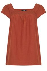 LTS Tall Women's Rust Orange Square Neck Linen Blouse | Long Tall Sally 5